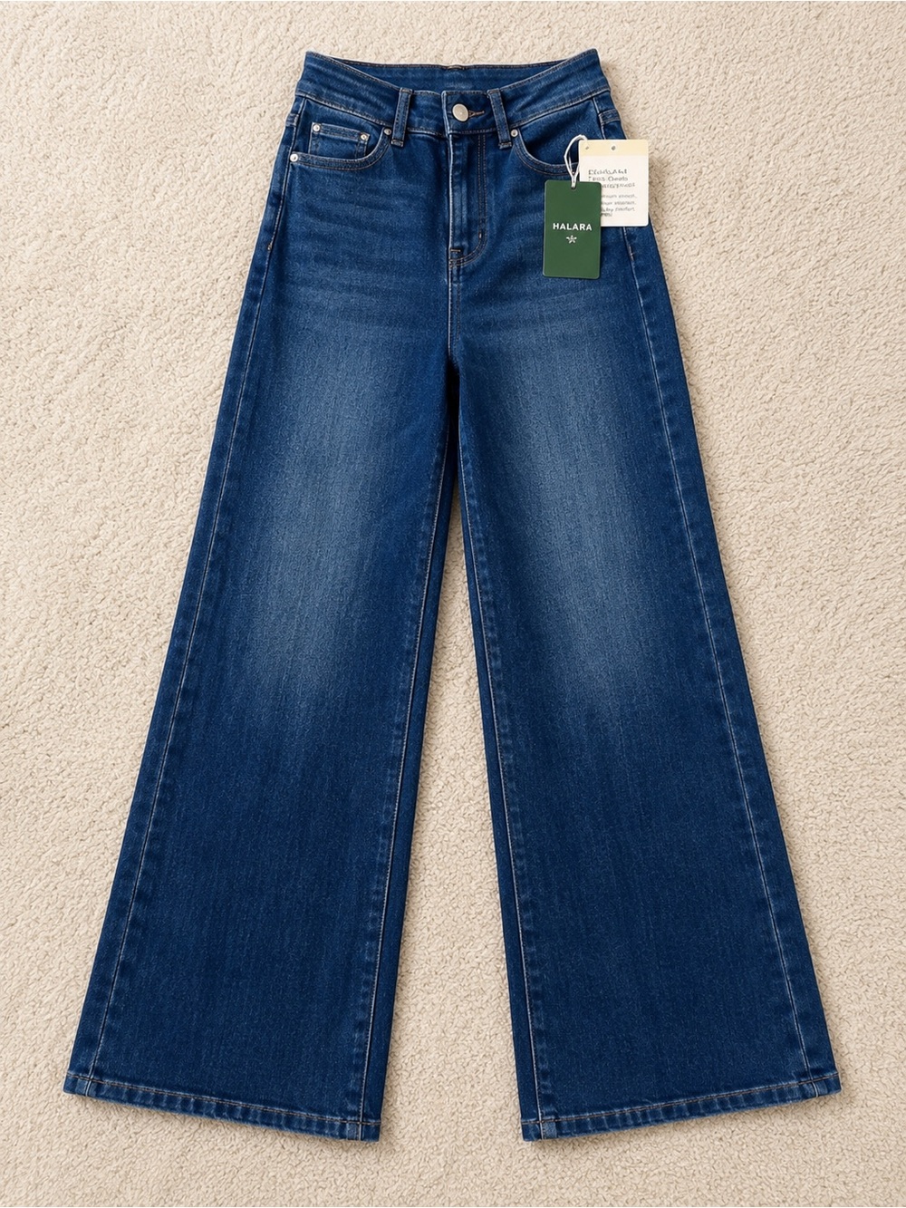 NWT HALARA Flex High Rise Wide Leg Jeans Blue Stretch Denim Size S (4/6)